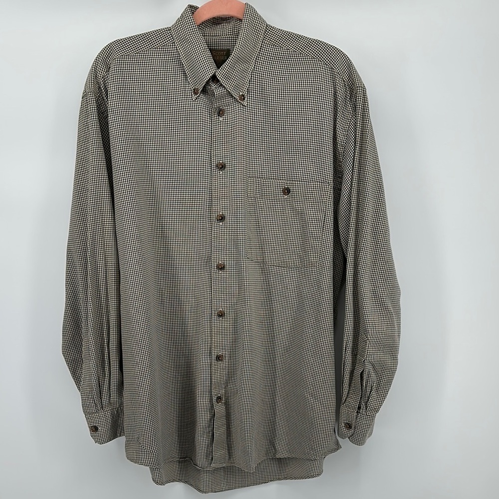 Scott Barber Gray Houndstooth Casual‎ L/S Button Down Shirt Cotton Size Medium